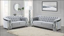 SILVER VELVET SOFA/LOVESEAT SET